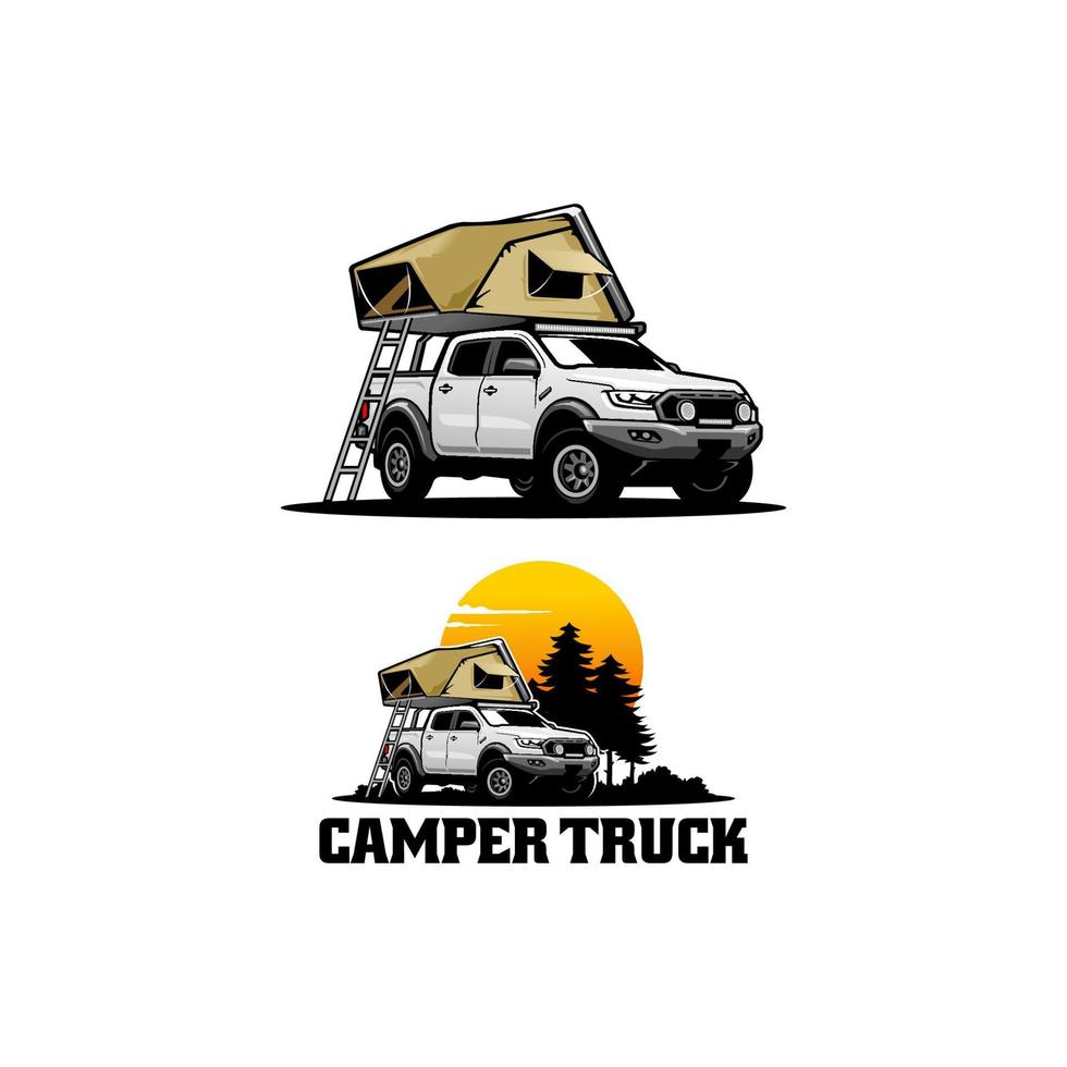 set of off road camper truck logo vector