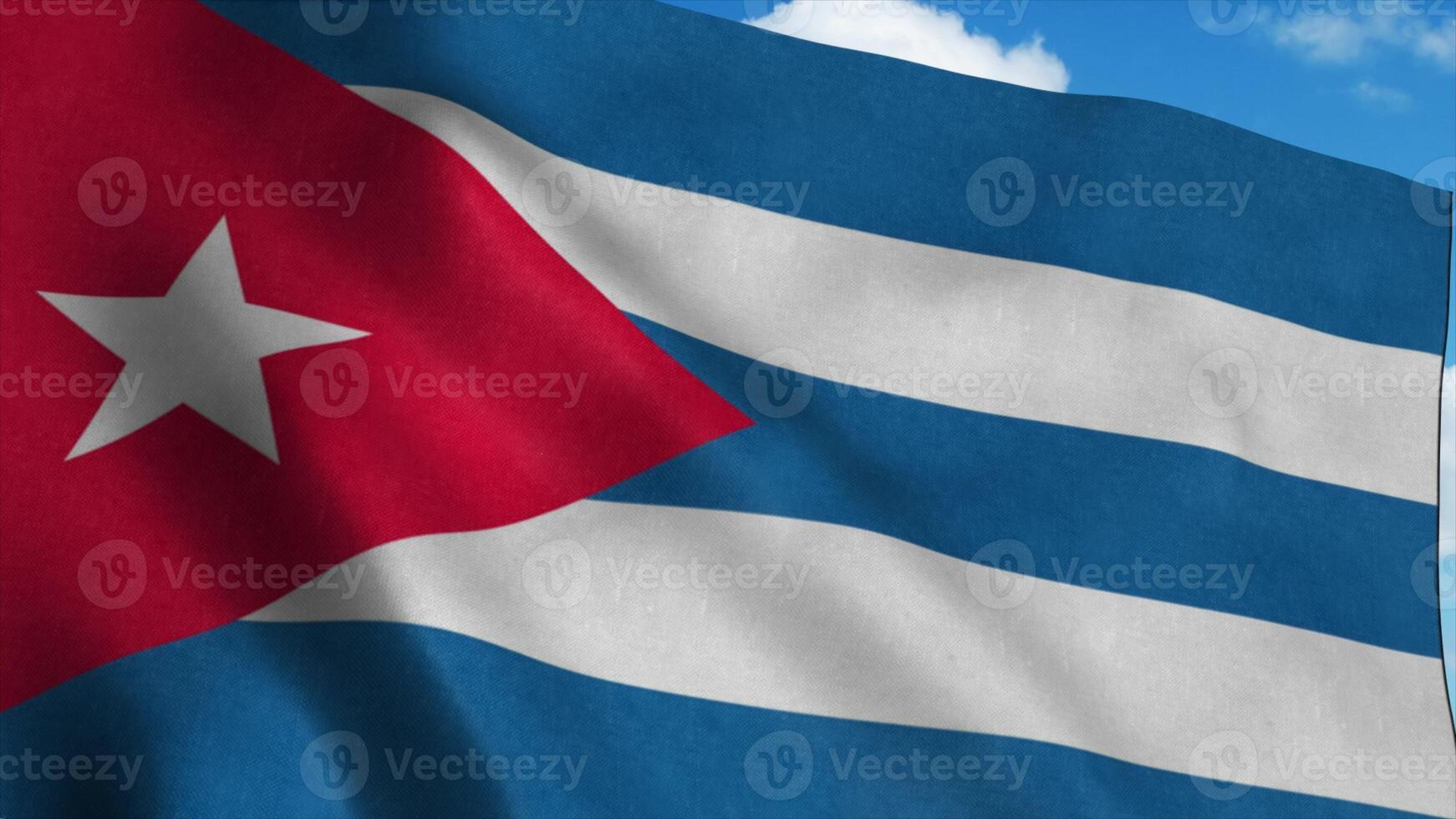 la bandera nacional de cuba ondeando en el viento, fondo de cielo azul. representación 3d foto