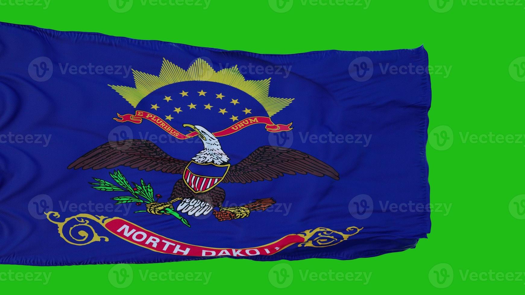 bandera de dakota del norte en pantalla verde. perfecto para su propio fondo con pantalla verde. representación 3d foto