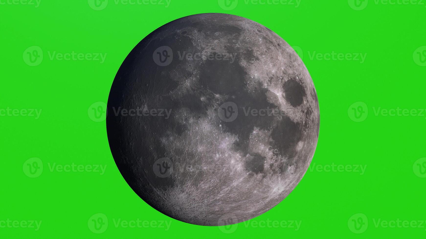 Realistic Moon. Perfect for your own background using green screen. 3d rendering photo