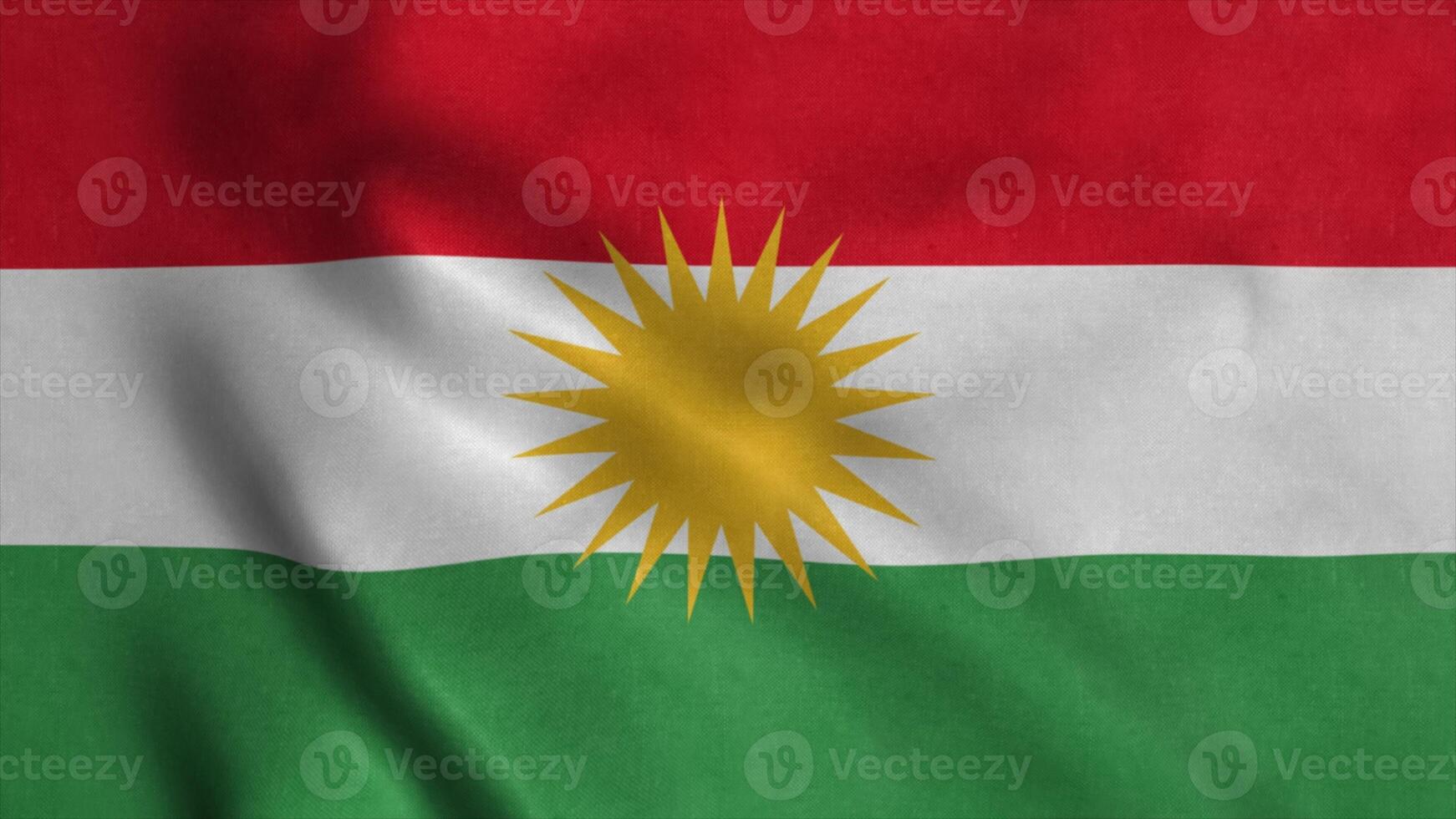 bandera de kurdistán, ondeando en el viento. fondo de bandera realista. ilustración 3d foto