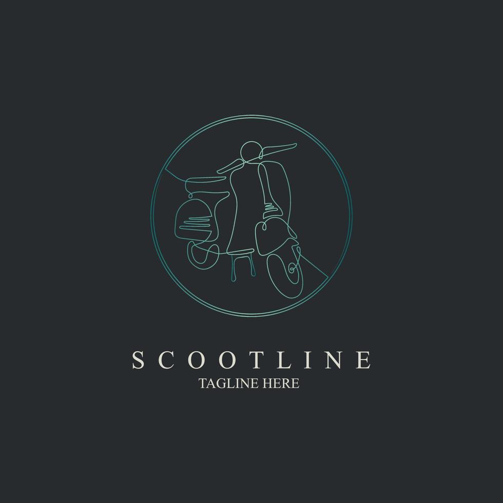scooter motorcycle line style monogram logo design template for brand or company and other vector