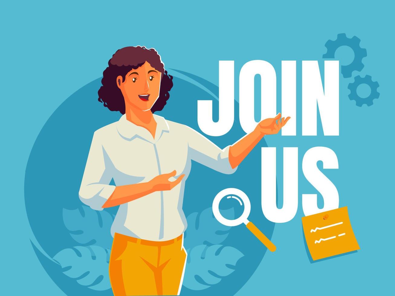 Women invites to join us, advertising marketing concept vector