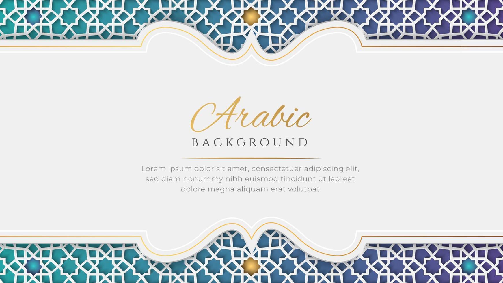 White and Blue Luxury Islamic Arch Background with Decorative Ornament Pattern vector