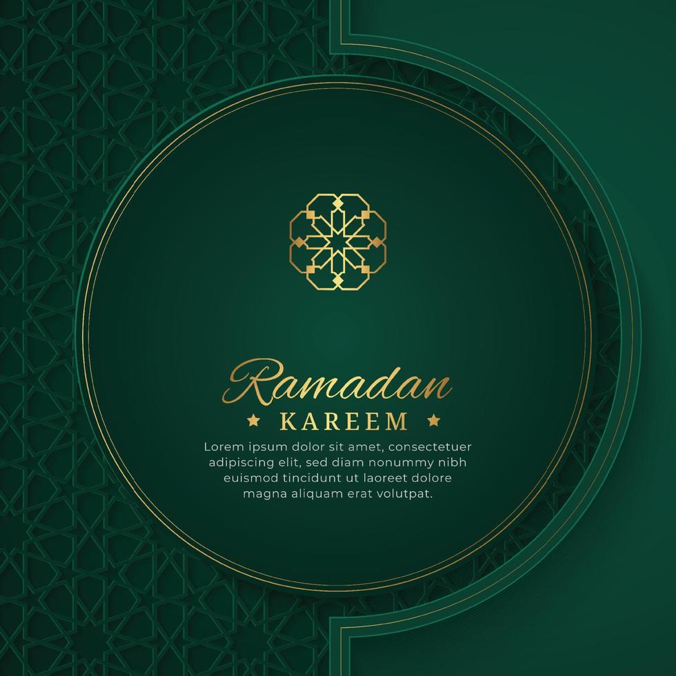 Ramadan Kareem Islamic Elegant Green and Golden Luxury Ornamental Background with Islamic Pattern vector