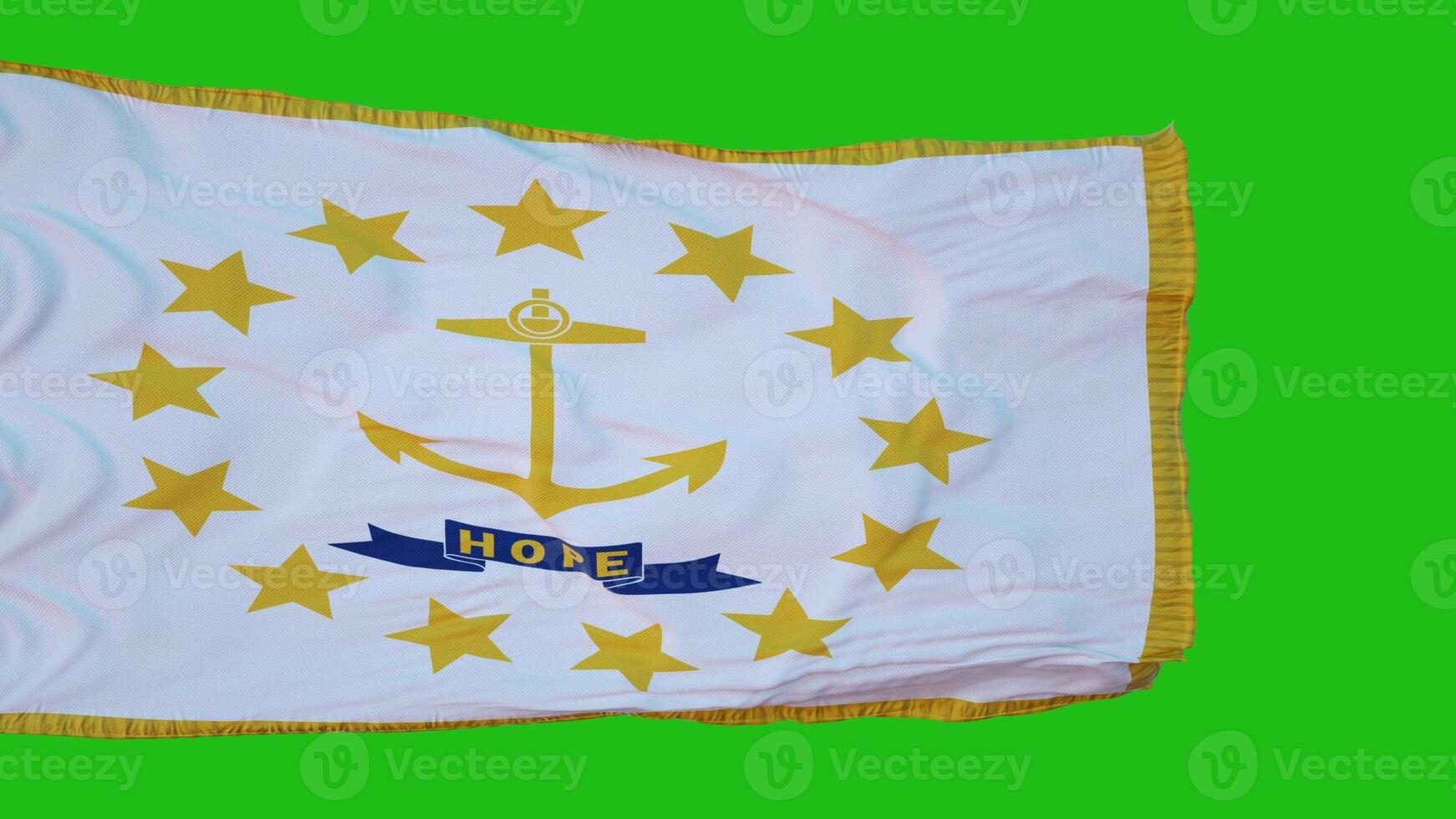 Flag of Rhode Island on Green Screen. Perfect for your own background using green screen. 3d rendering photo