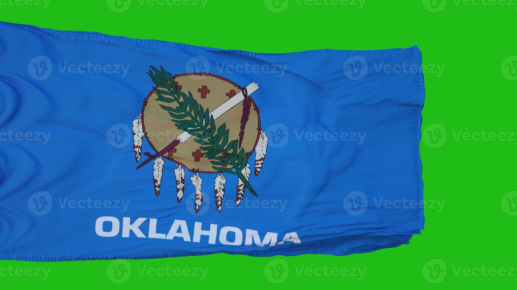 Flag of Oklahoma on Green Screen. Perfect for your own background using green screen. 3d rendering photo