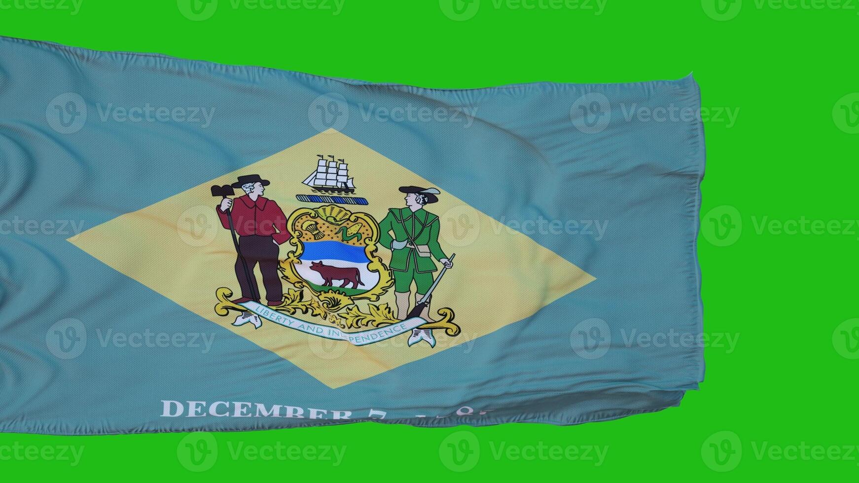 Flag of Delaware on Green Screen. Perfect for your own background using green screen. 3d rendering photo