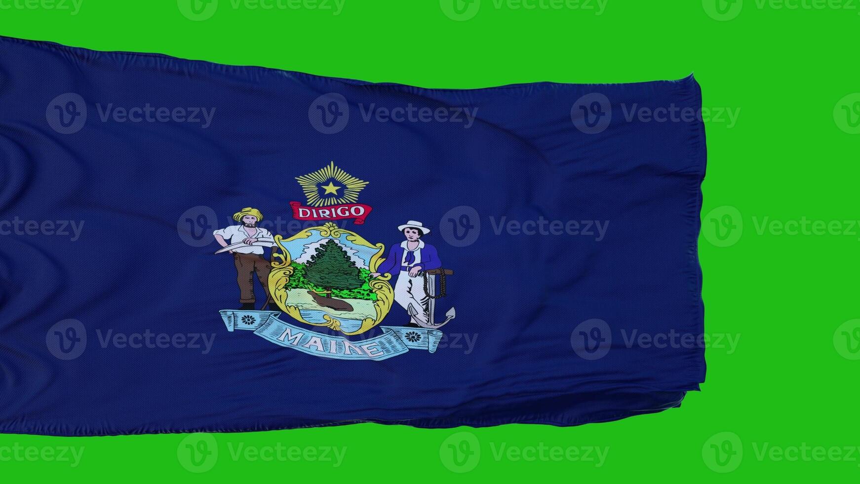 Flag of Maine on Green Screen. Perfect for your own background using green screen. 3d rendering photo