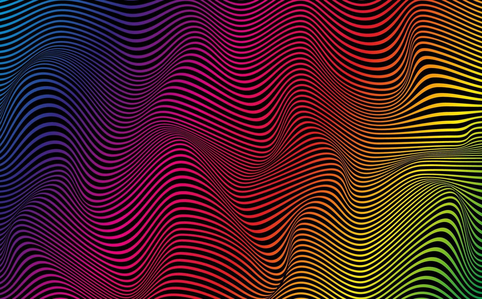 Psychedelic lines. Abstract pattern. Texture with wavy, curves stripes. Optical art background. Wave colorful gradient design,  Vector illustration hypnotic multicolors template