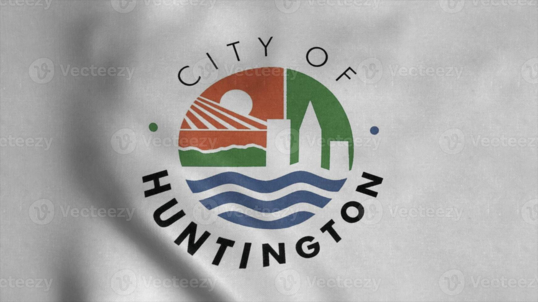 ciudad de Huntington, bandera de Virginia Occidental, ondeando en el viento. ilustración 3d foto