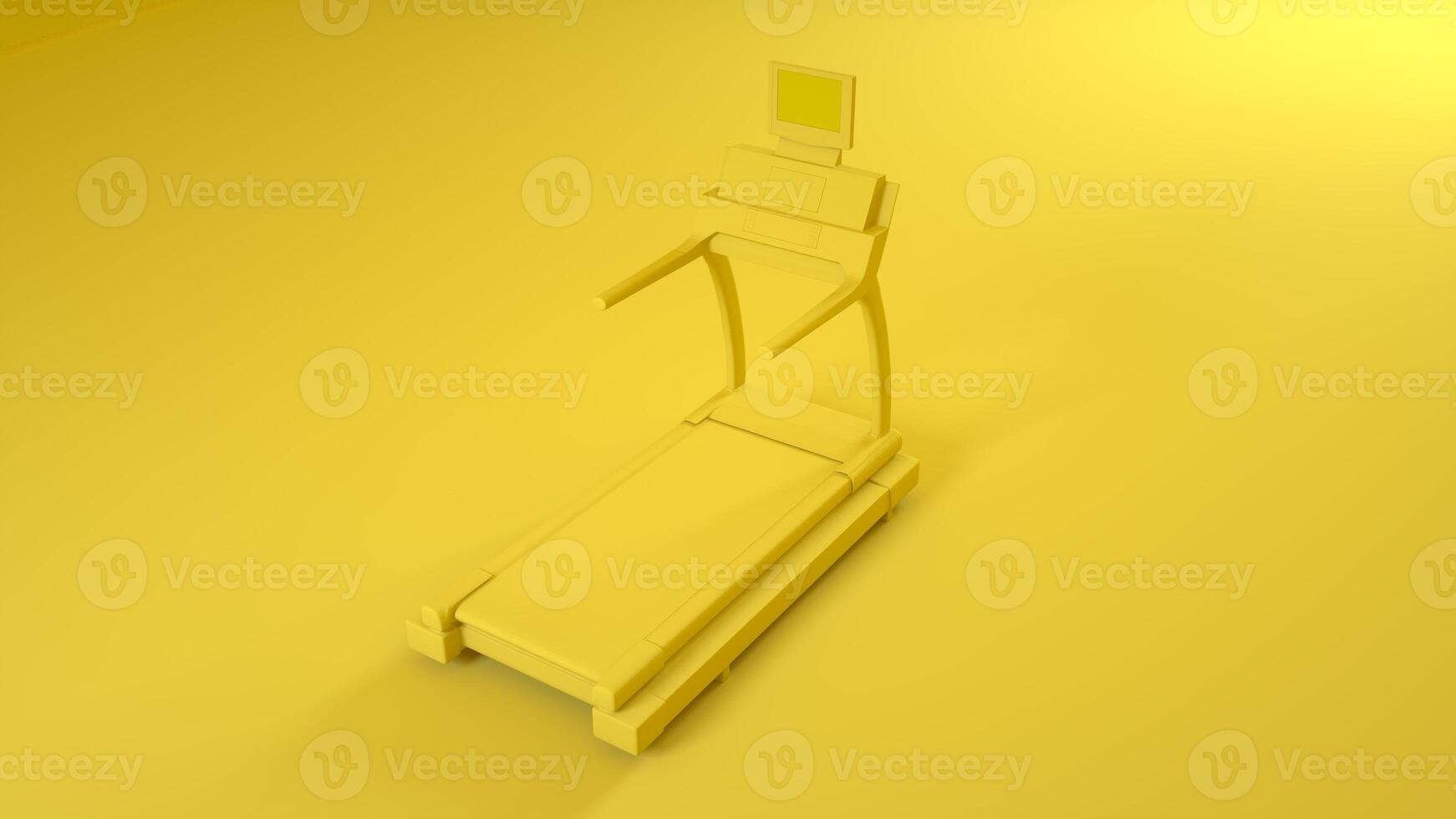 Treadmill Running Machine on yellow background. 3d rendering photo