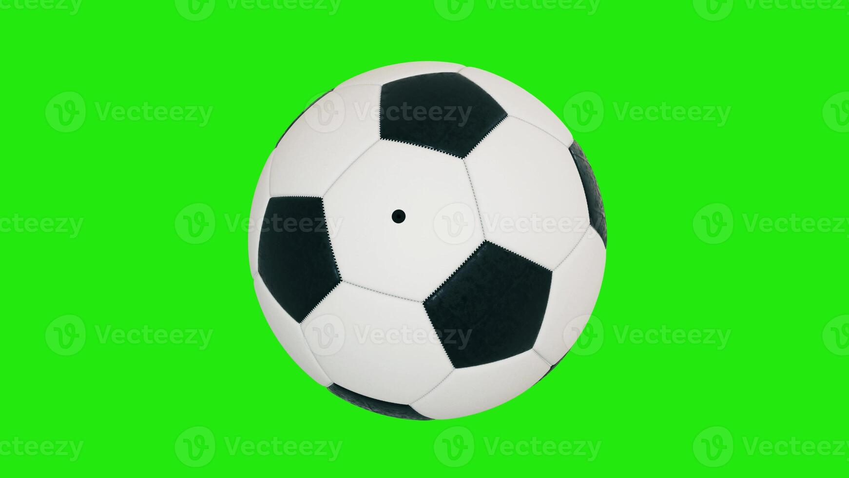 Soccer ball isolated on green background. Sports football. Chroma key background. 3d rendering photo