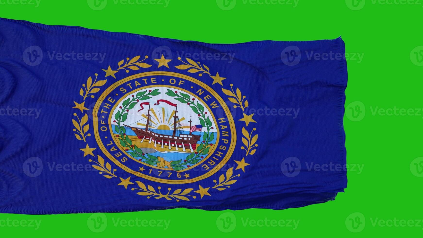 Flag of New Hampshire on Green Screen. Perfect for your own background using green screen. 3d rendering photo