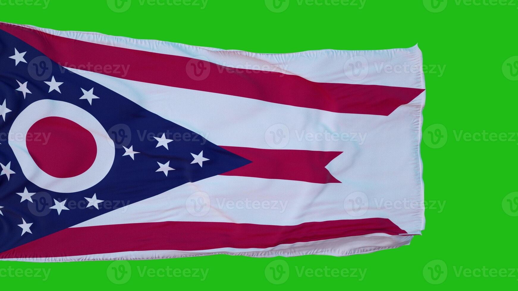 Flag of Ohio on Green Screen. Perfect for your own background using green screen. 3d rendering photo