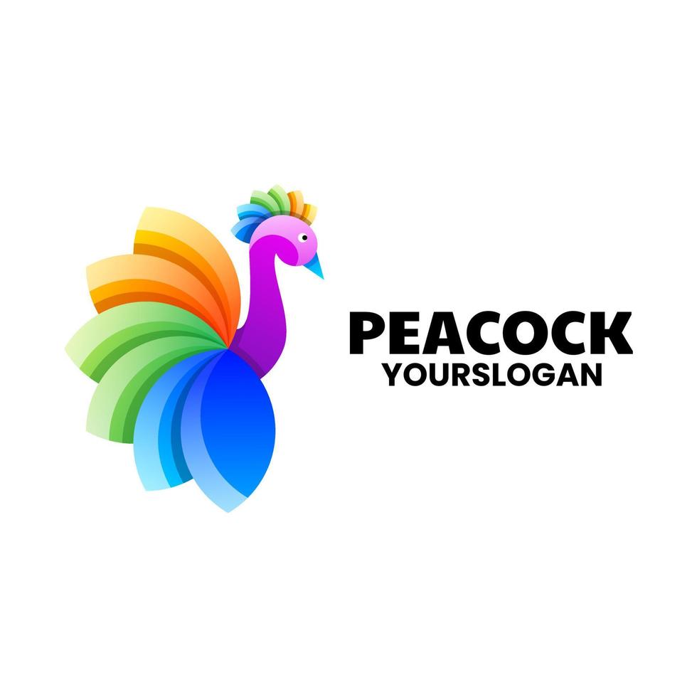 diseño de logotipo colorido de pavo real creativo vector