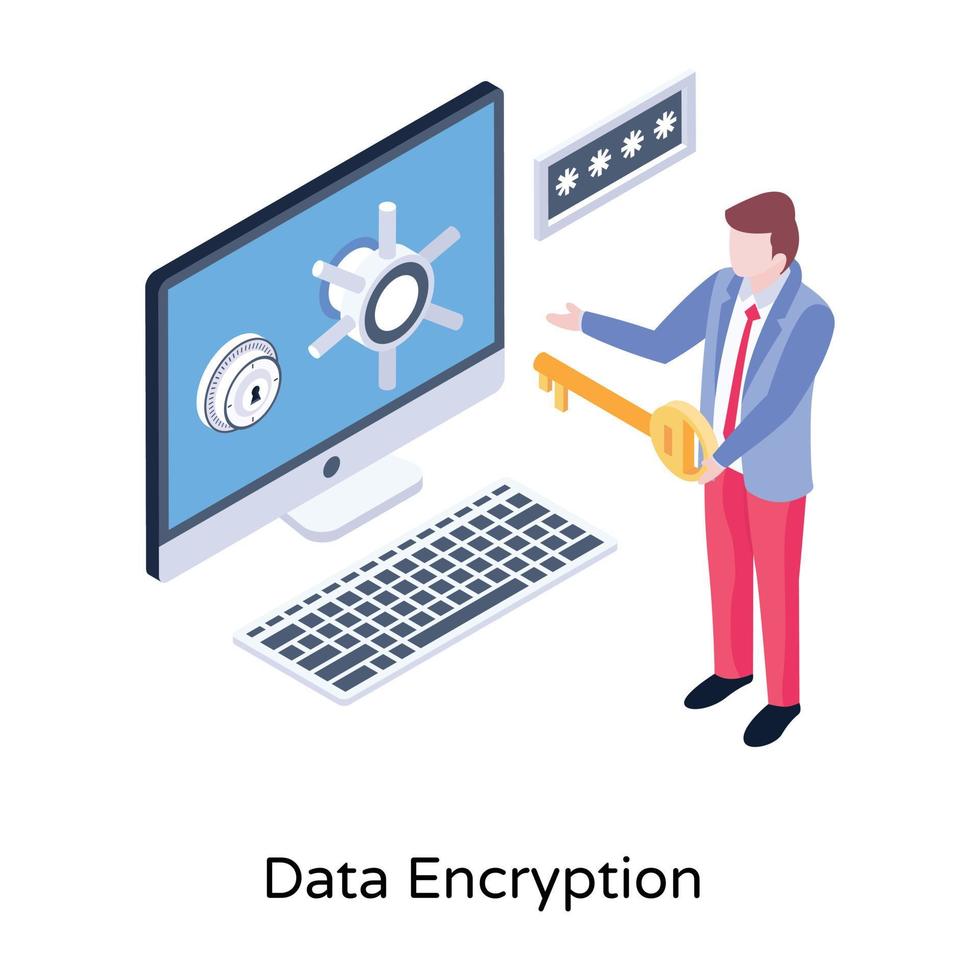 Data encryption concept illustration, editable design vector