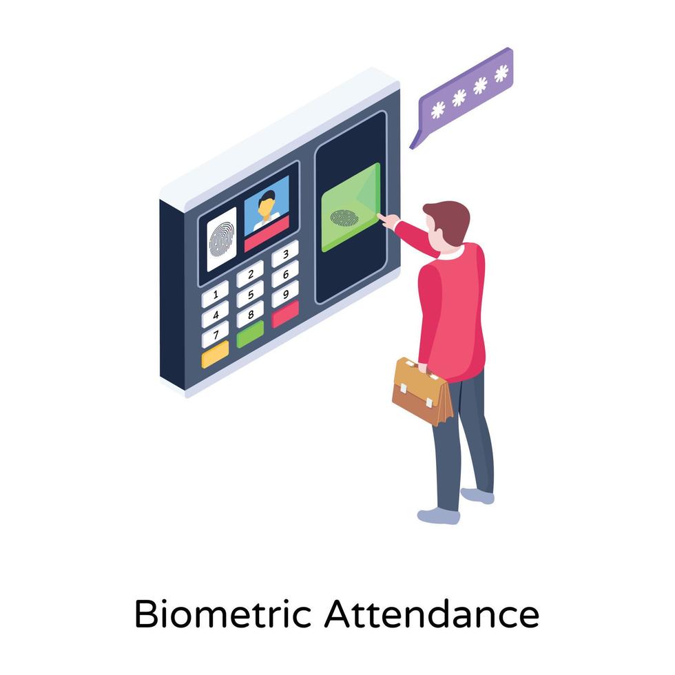 A biometric attendance isometric vector