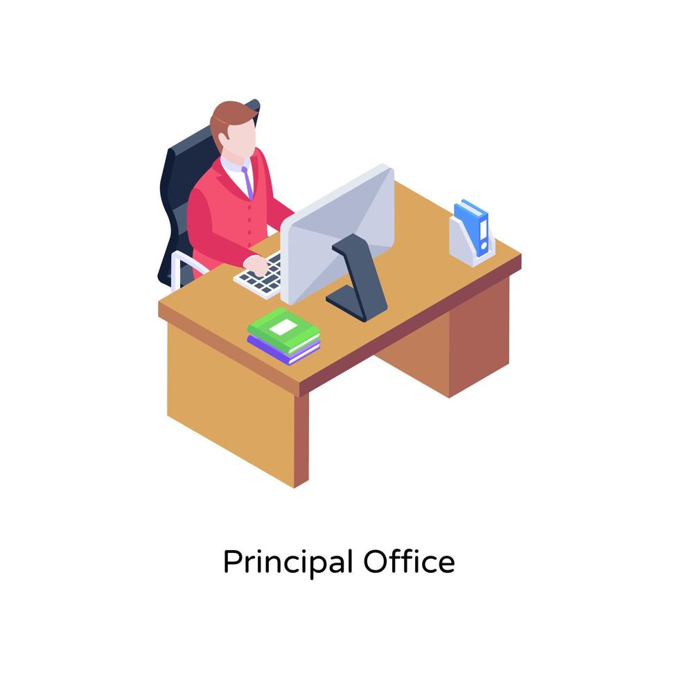 A principal office vector, office head in an office room vector