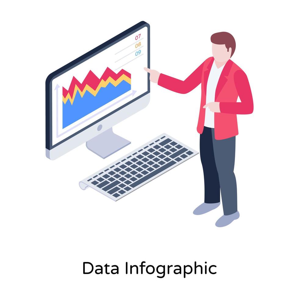 una ilustración isométrica premium de infografía de datos vector