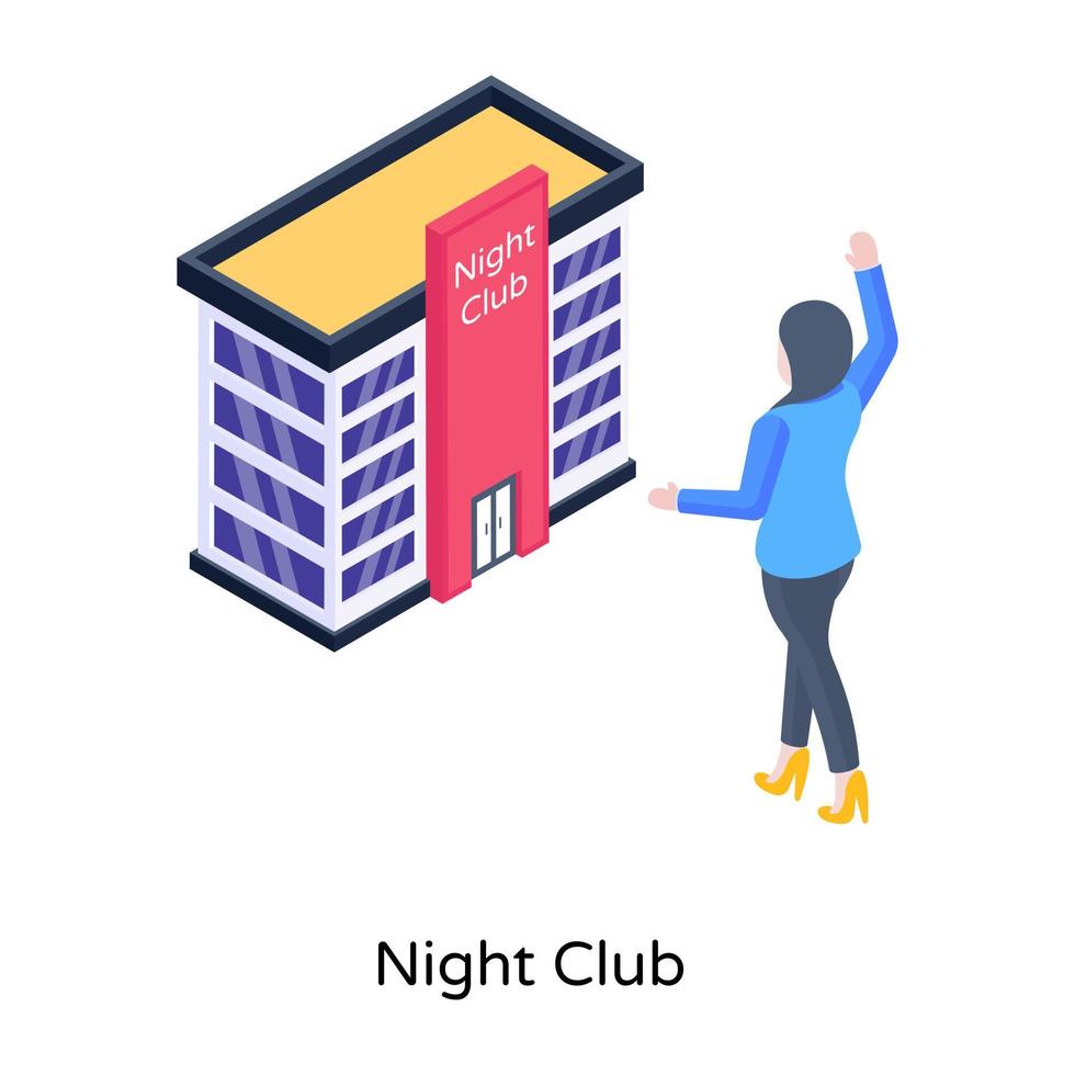 Night club isometric illustration is up for premium use vector