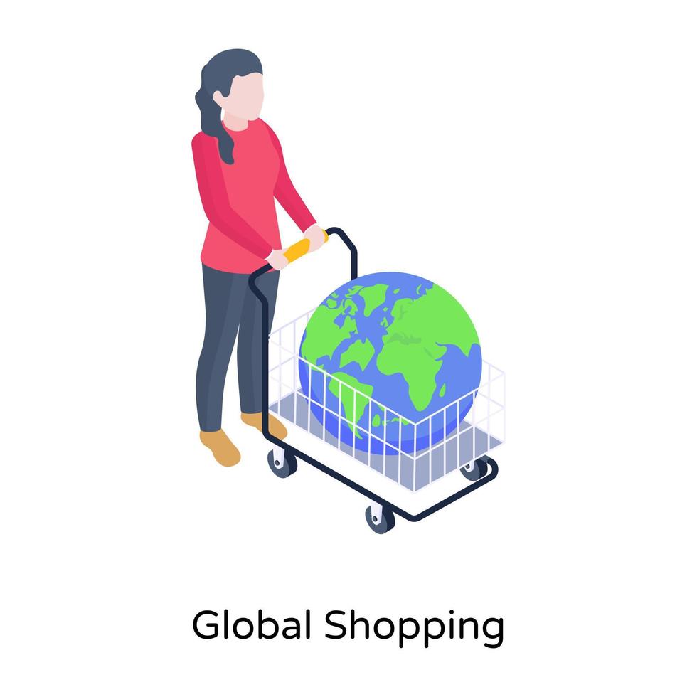 Isometric vector of a shopping cart design