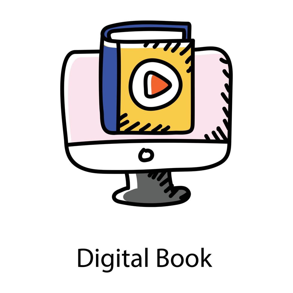 libro digital en iconos dibujados a mano vector