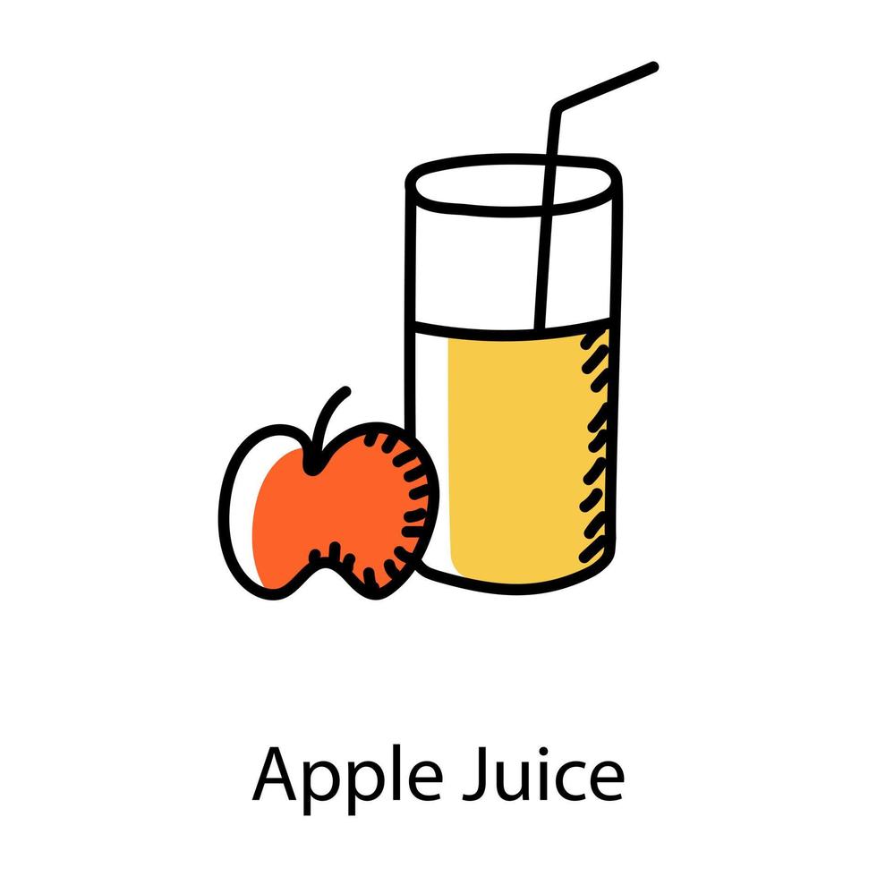 bebida de fruta orgánica, ícono de garabato de jugo de manzana vector