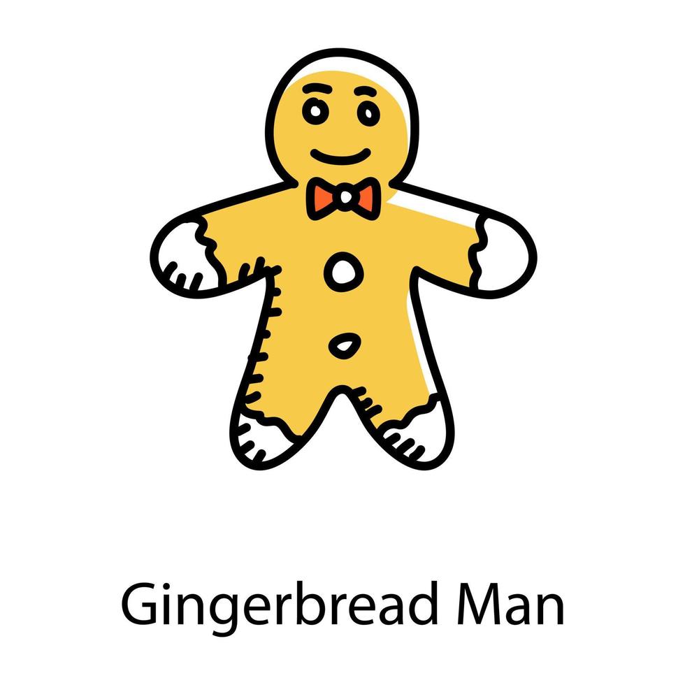 Gingerbread man, trendy doodle icon style vector