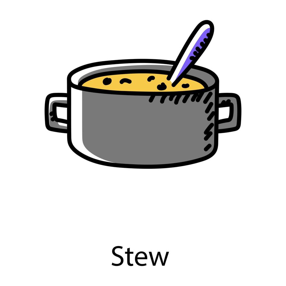 Hand drawn icon of stew, editable vector