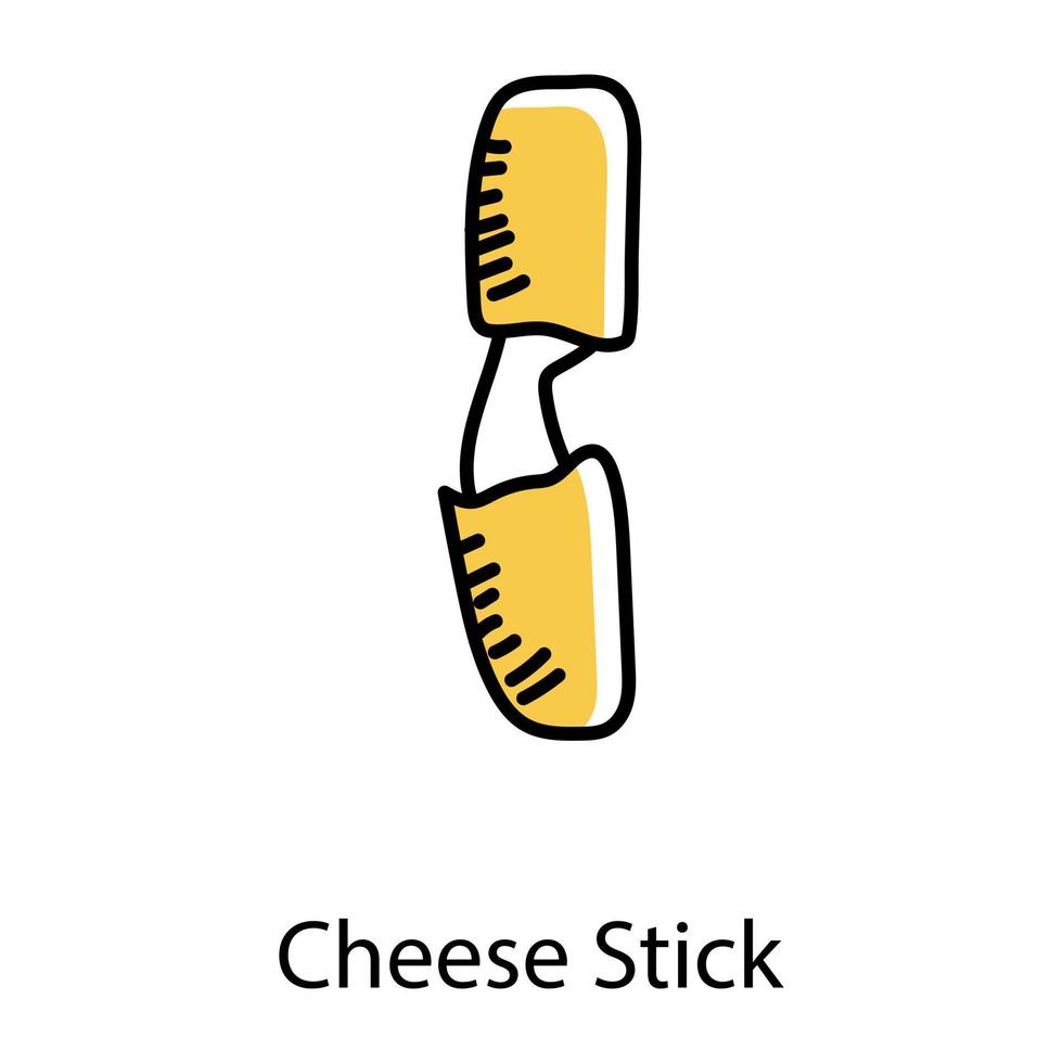Doodle style editable and trendy icon of cheese stick vector