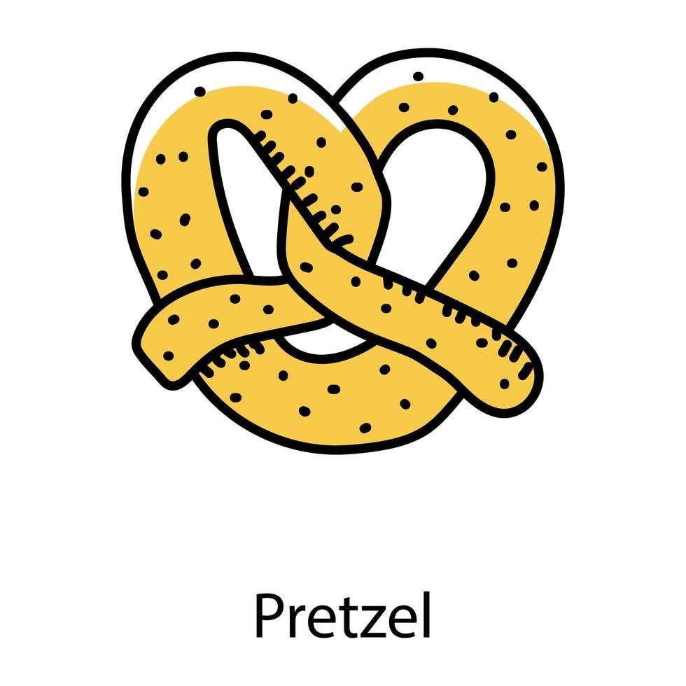 Bakery item, doodle icon of pretzel vector