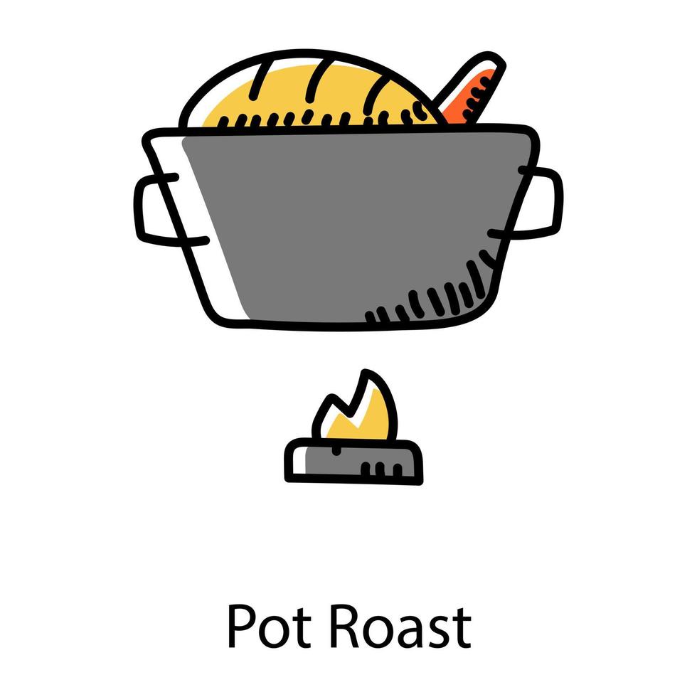 Pot roast doodle style icon, editable vector 6069596 Vector Art at Vecteezy