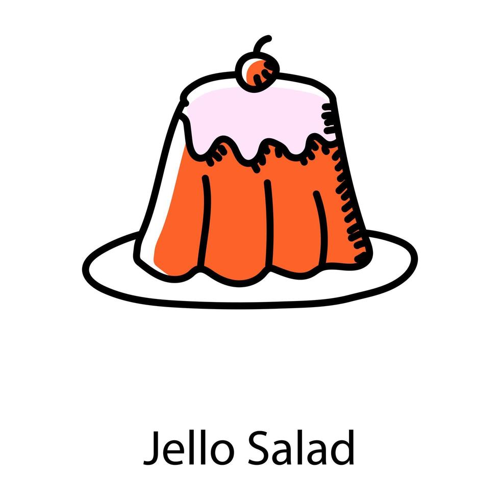 Hand drawn icon of jello salad, editable vector