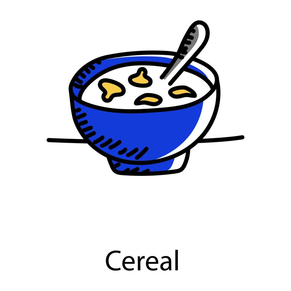 cereal en icono dibujado a mano, vector editable