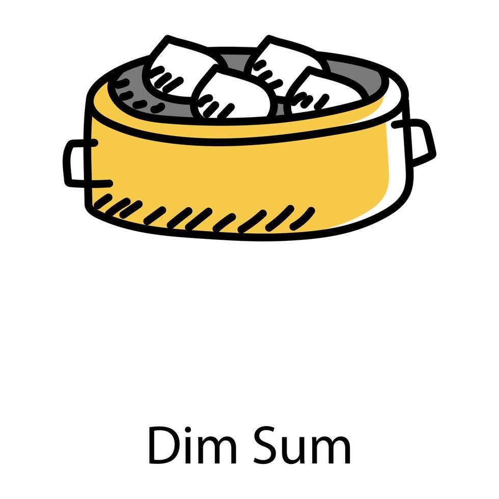 Dim sum doodle icon, famous japanese food vector