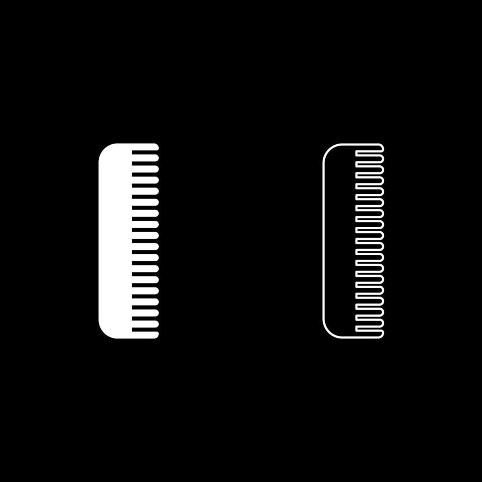 Comb set icon white color vector illustration image solid fill outline contour line thin flat style