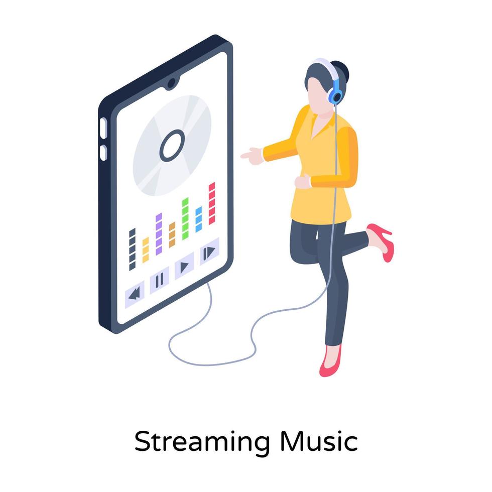 Get hold on this isometric illustration of streaming music vector