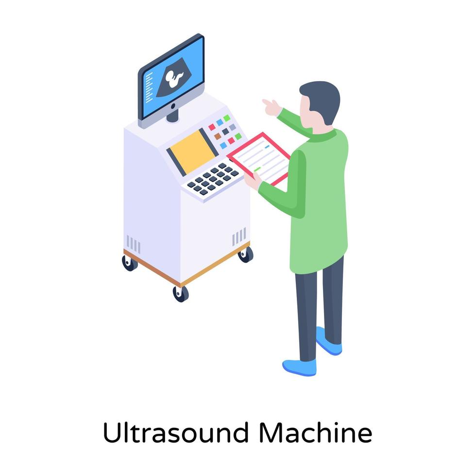 An ultrasound machine isometric vector download