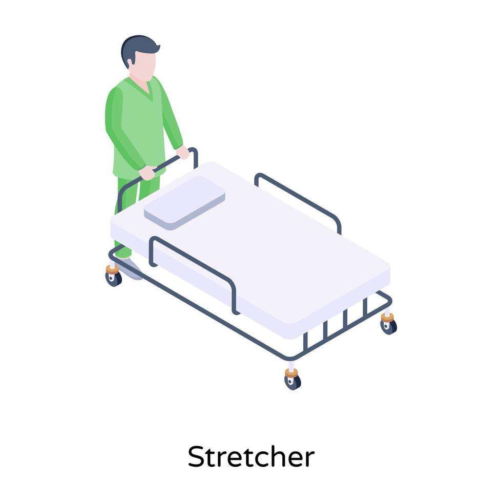 una ilustración de la cama del paciente en un diseño isométrico moderno vector