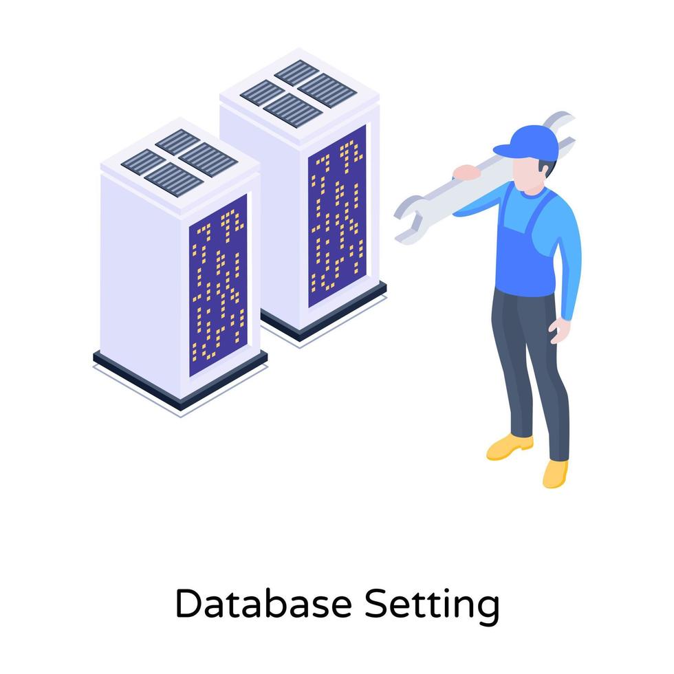 Database setting isometric icon, high quality graphics vector