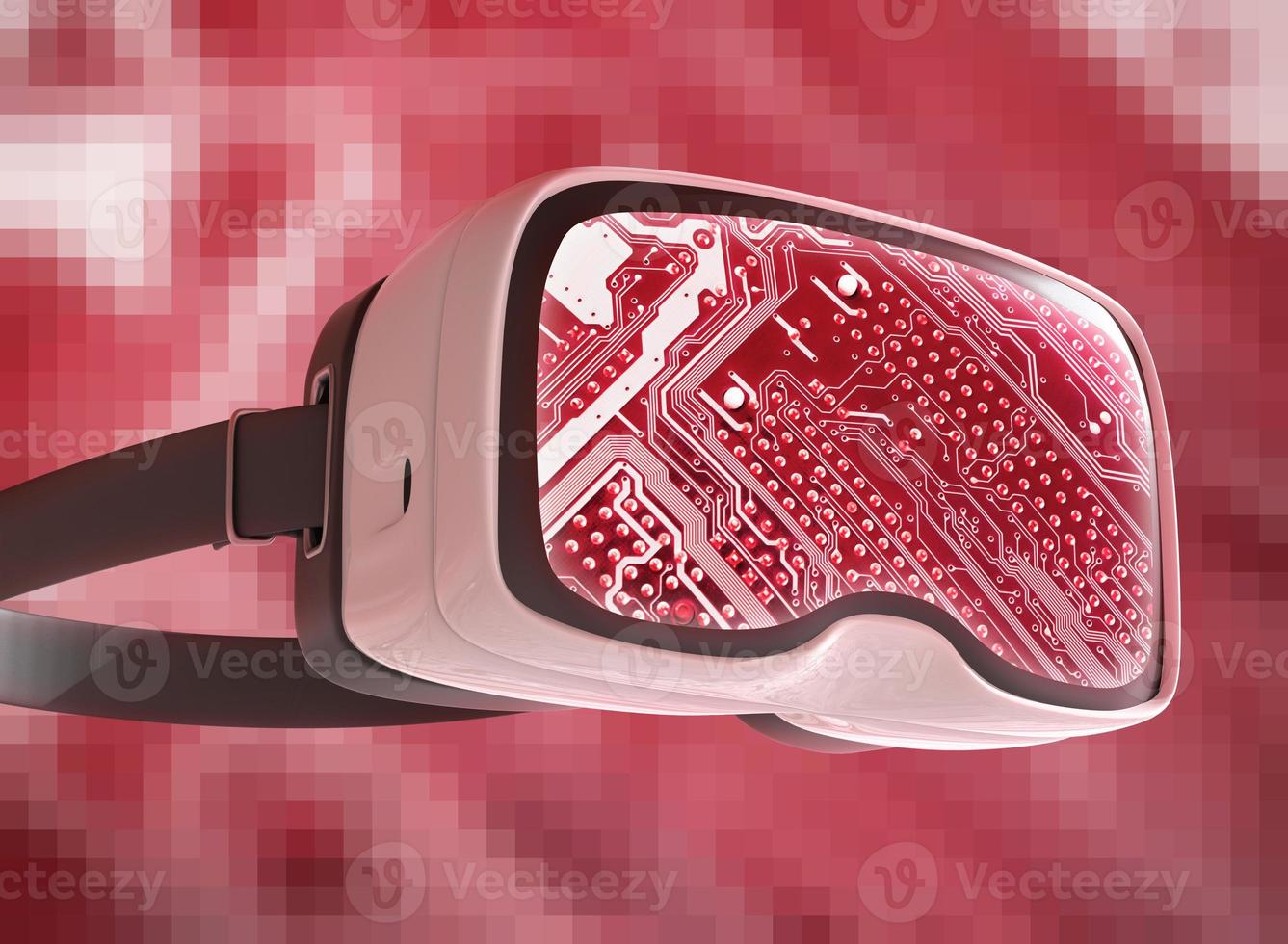 Virtual reality glasses, futuristic hacker, internet technology and network concept photo