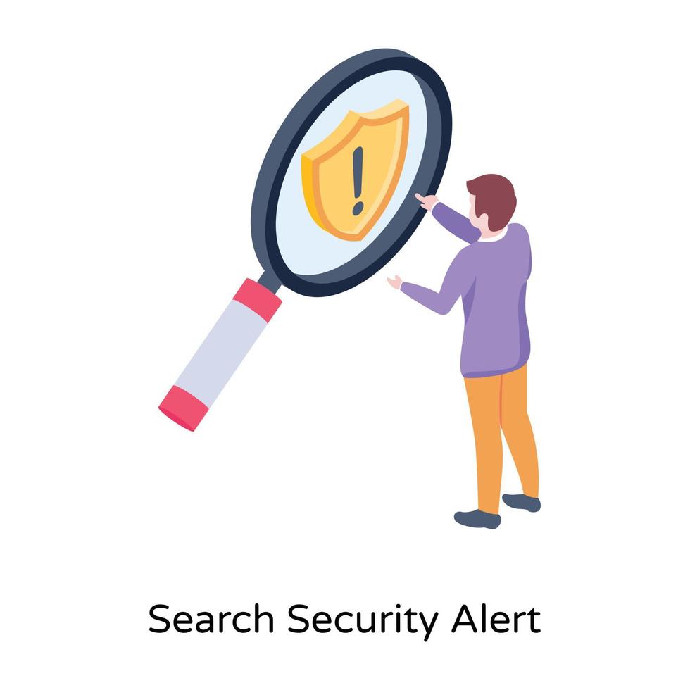 Illustration of search security alert isometric vector