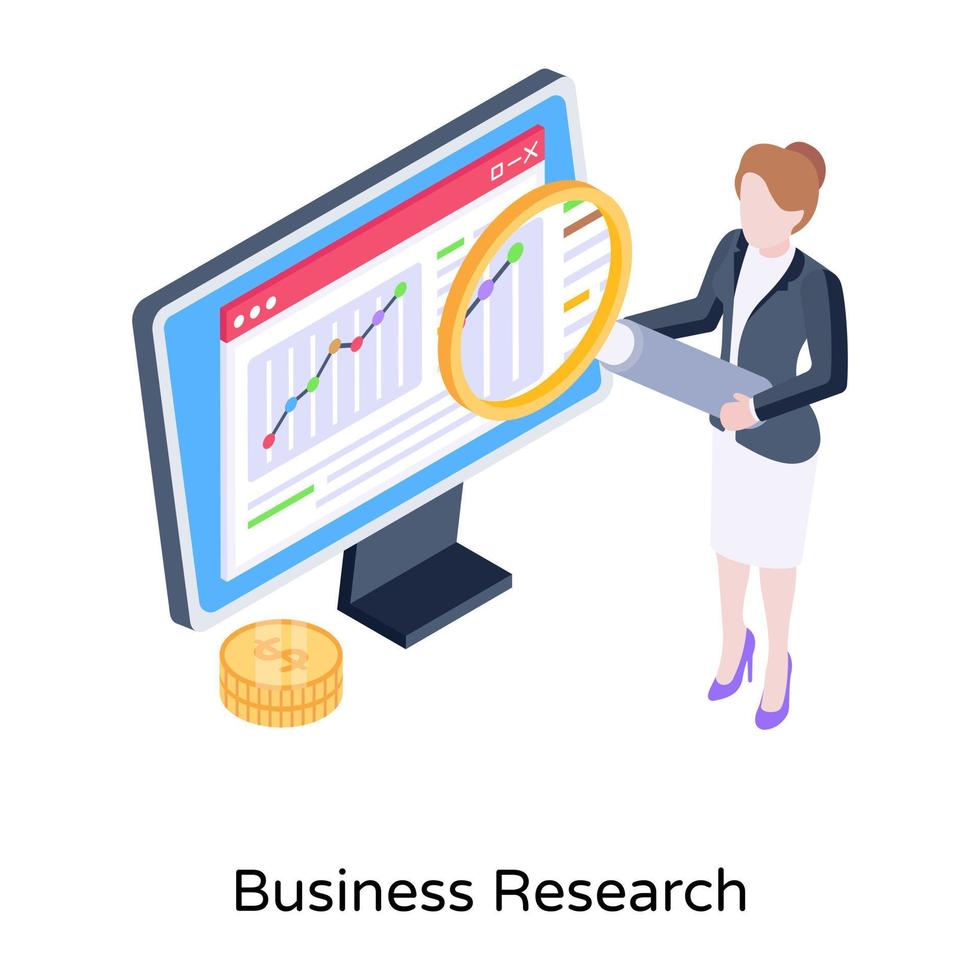 A trendy isometric concept icon of business research vector