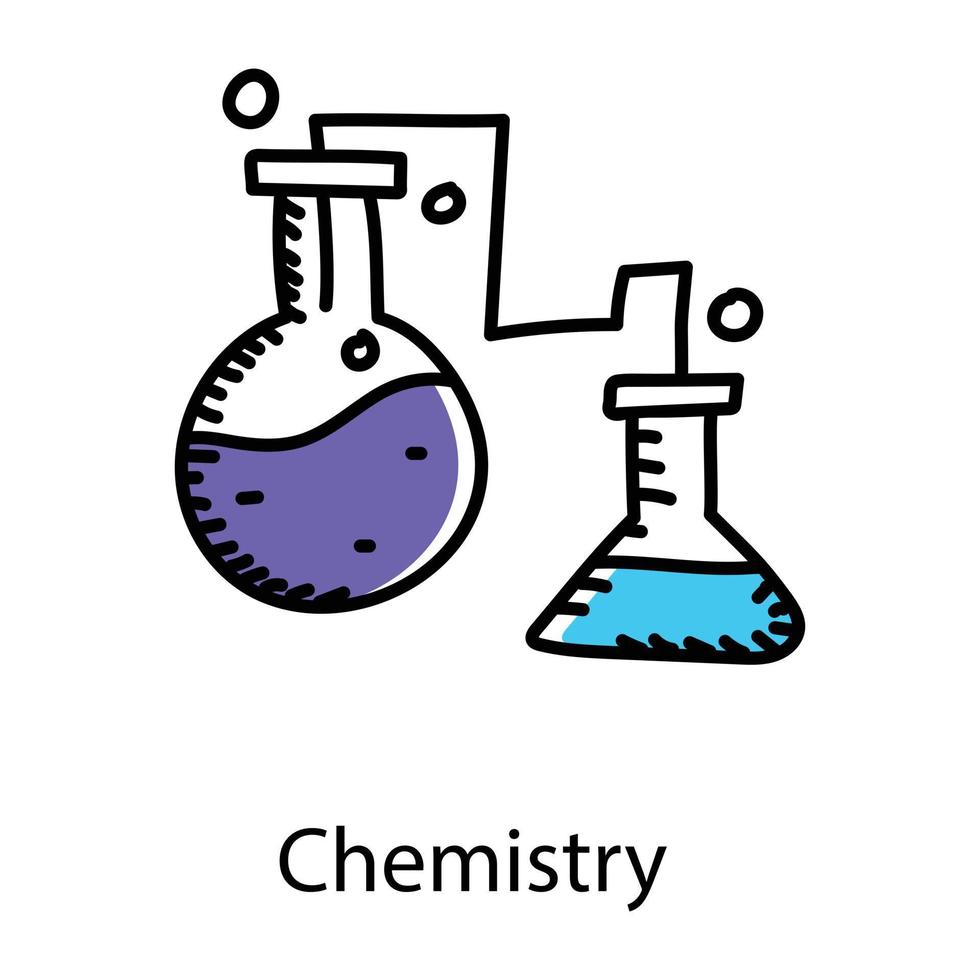 Flasks denoting doodle icon of chemistry vector