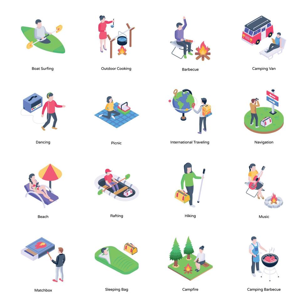 Pack of Holidays Isometric Icons vector