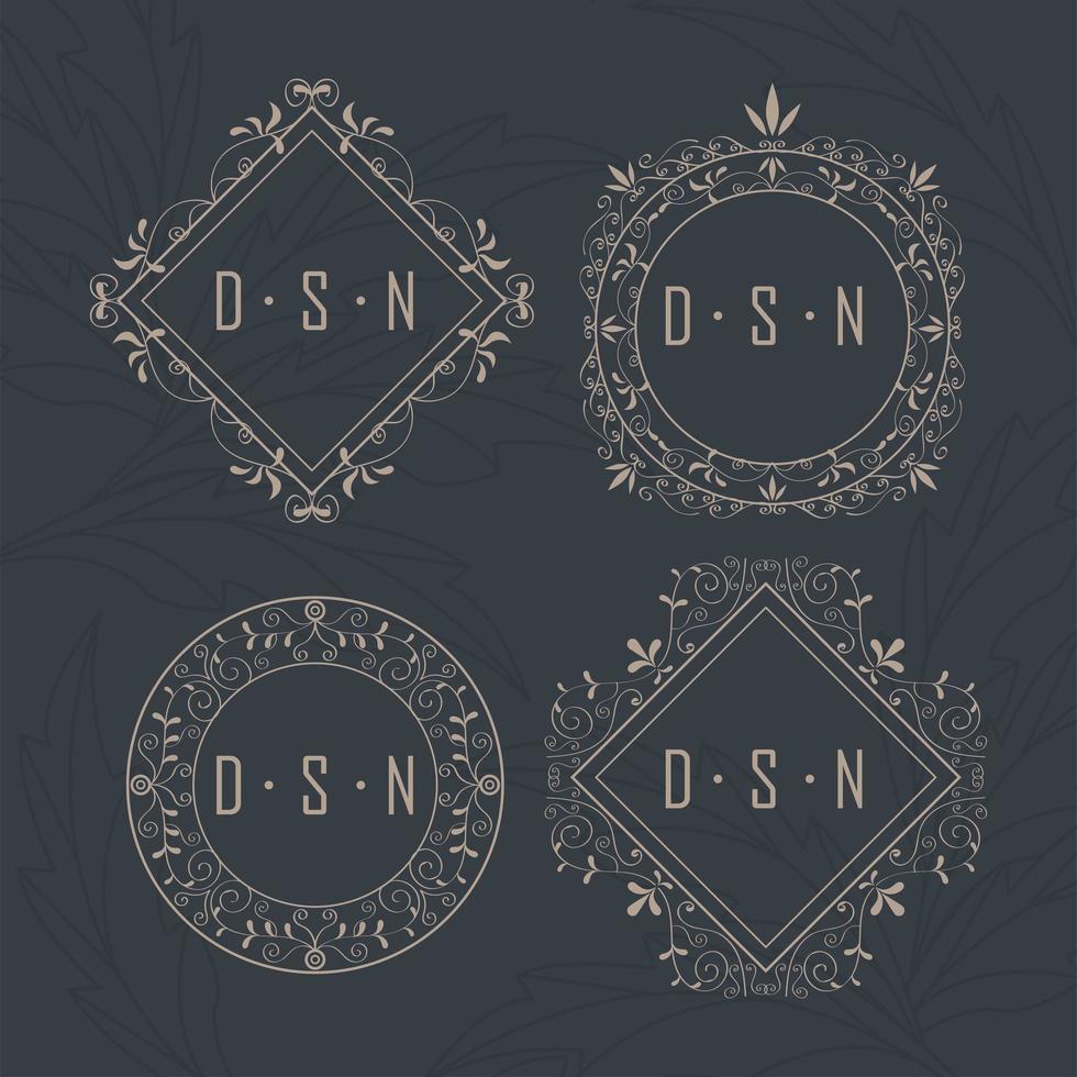 four victorians monograms icons vector