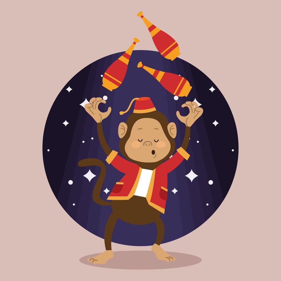 circus monkey juggler vector
