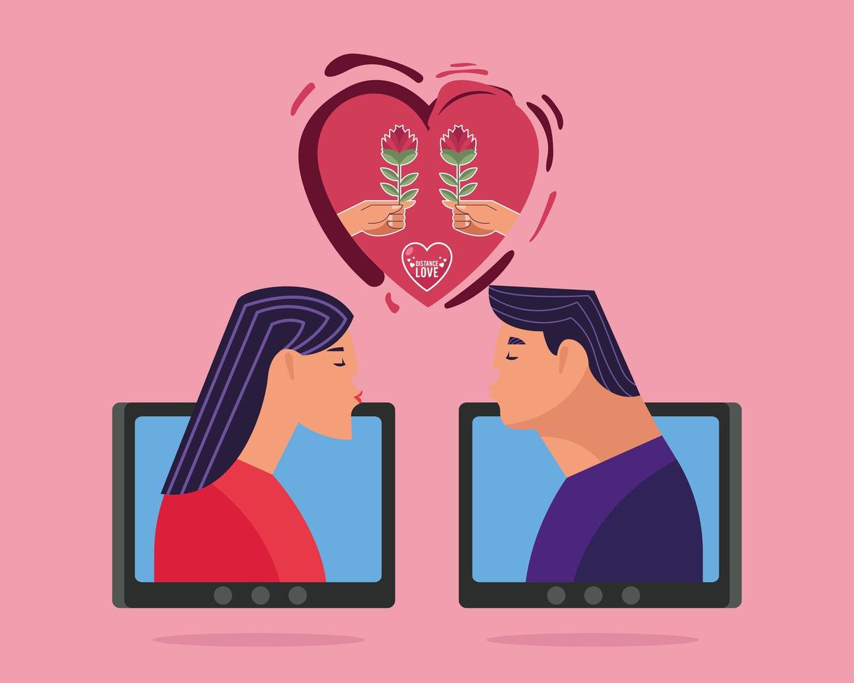 distance love relationship and tablets vector