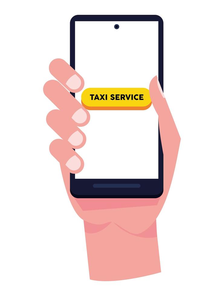 hand using taxi app vector